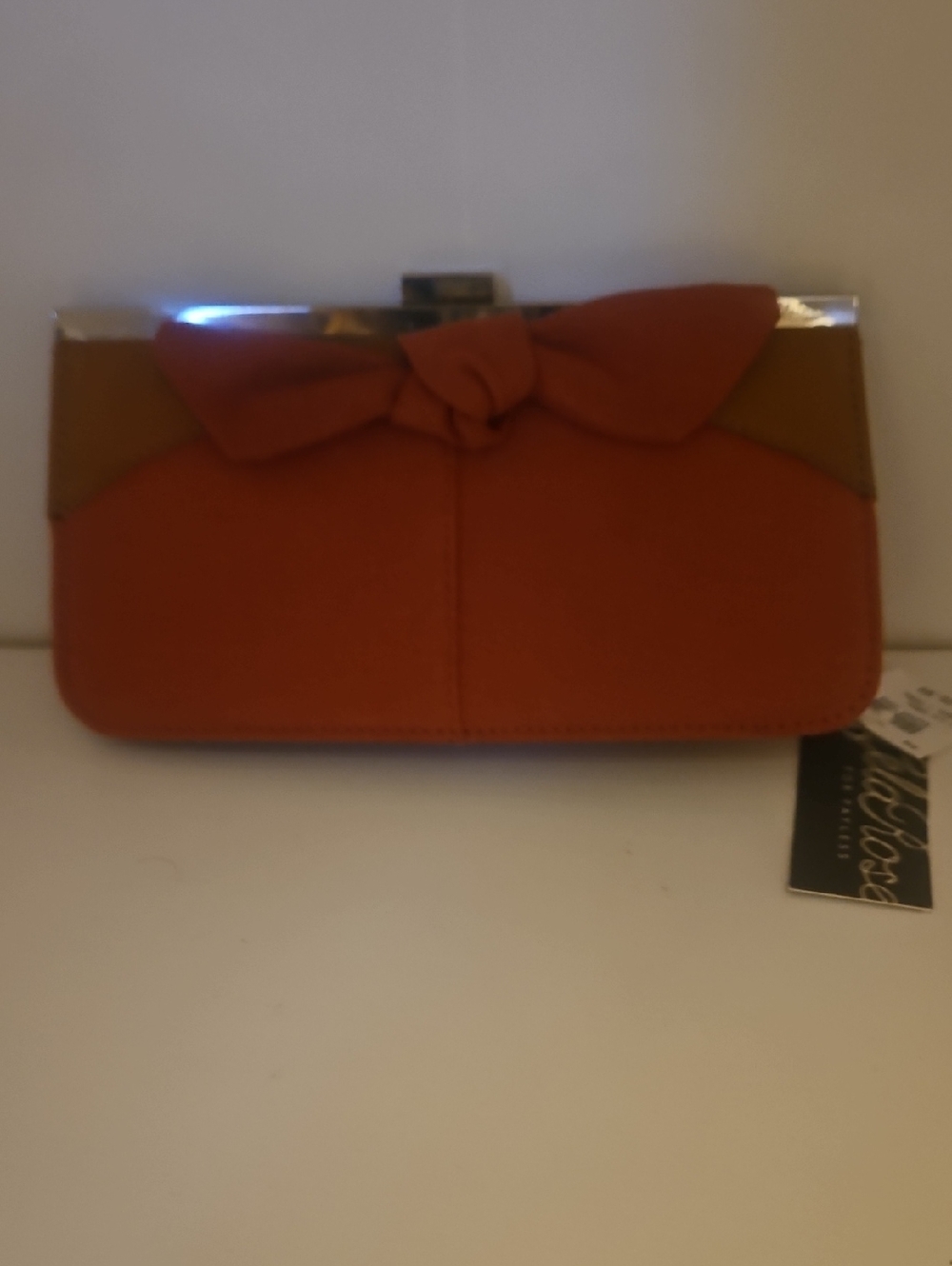 Women’s Orange Bow Accent Clutch